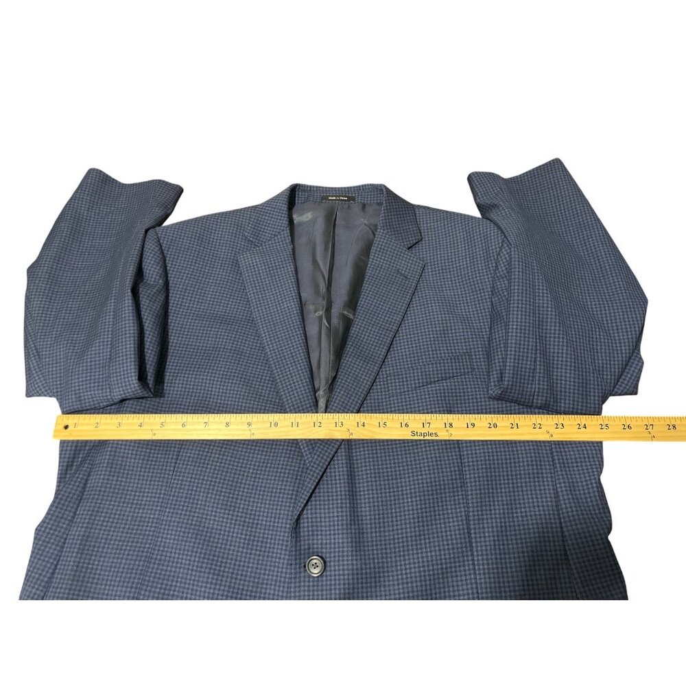 Pronto Uomo Platinum Executive Fit Blazer Navy Checkered Jacket Wool Blend 46R - Picture 2 of 7